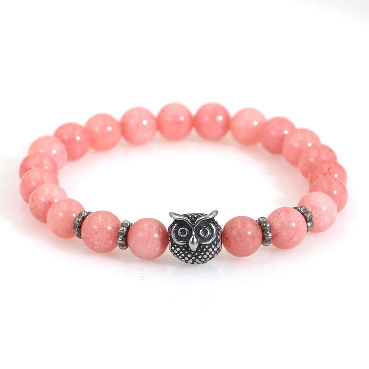 Pink Quartz Owl Charm Bead Bracelets | Green Witch Creations