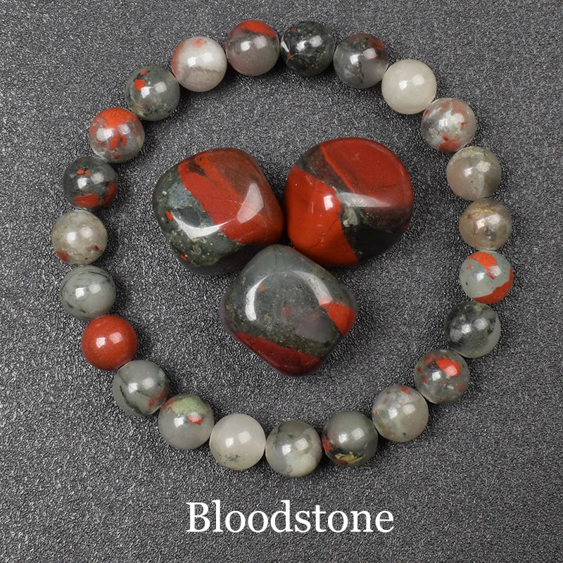 Bloodstone 8mm Crystal Stone Bead Bracelets | Green Witch Creations