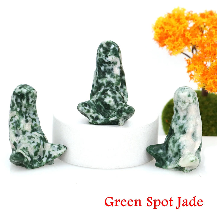 Green Spot Jade Crystal Goddess Mother Earth Figurines | Green Witch Creations