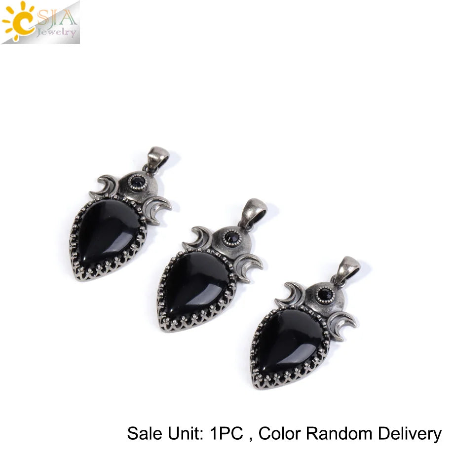 Triple Moon Crystal Teardrop Necklaces