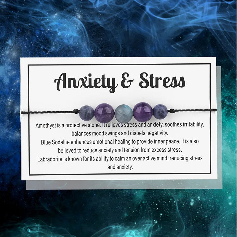 Anxiety & Stress Healing Stone Bead Line Bracelets For Sale | Green Witch Creations
