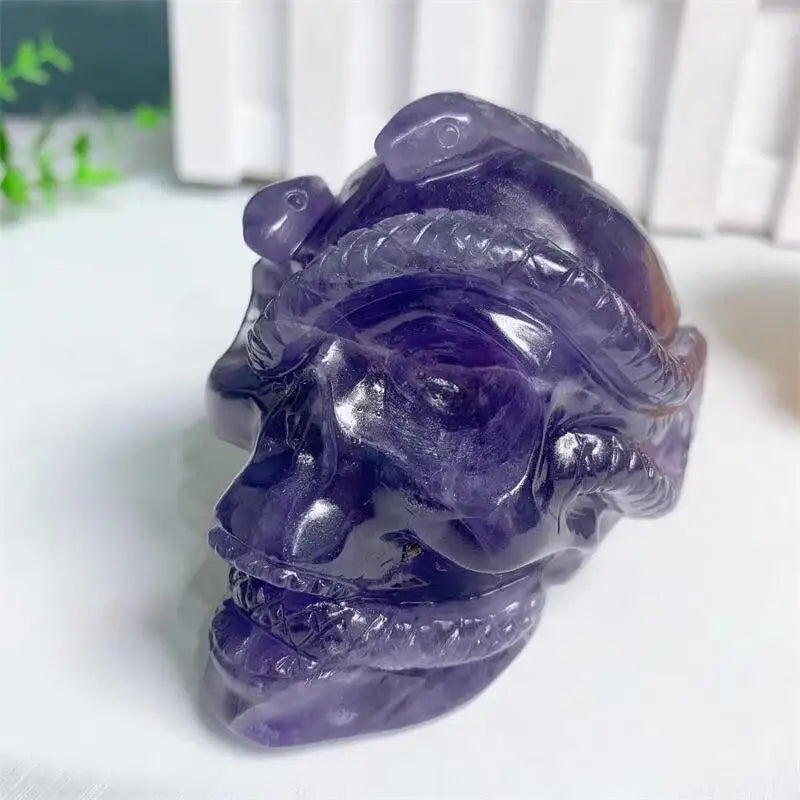 Purple Fluorite Crystal Snake Skull | Green Witch Creations