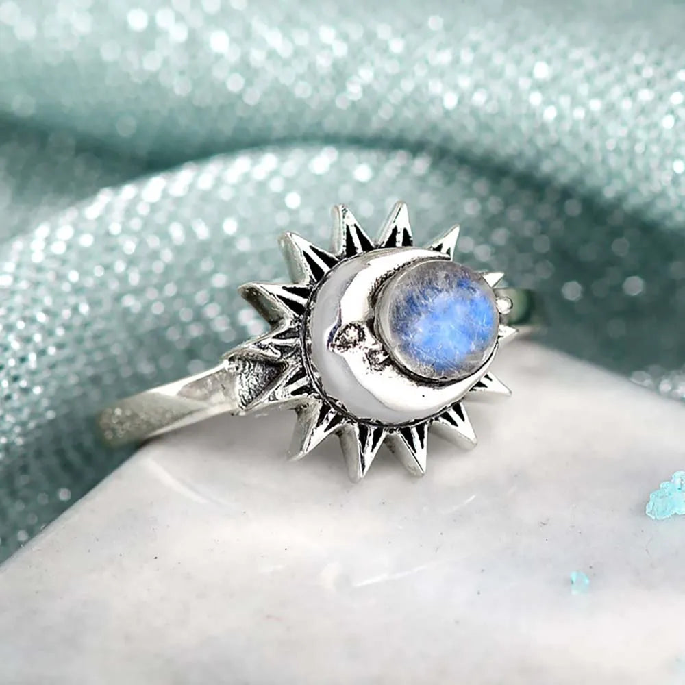 Sun Moon Moonstone Ring | Green Witch Creations