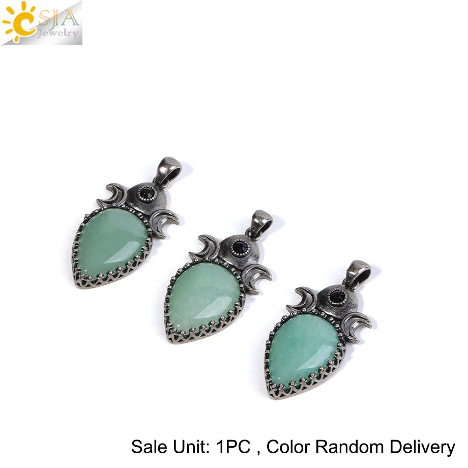 Triple Moon Crystal Teardrop Necklaces