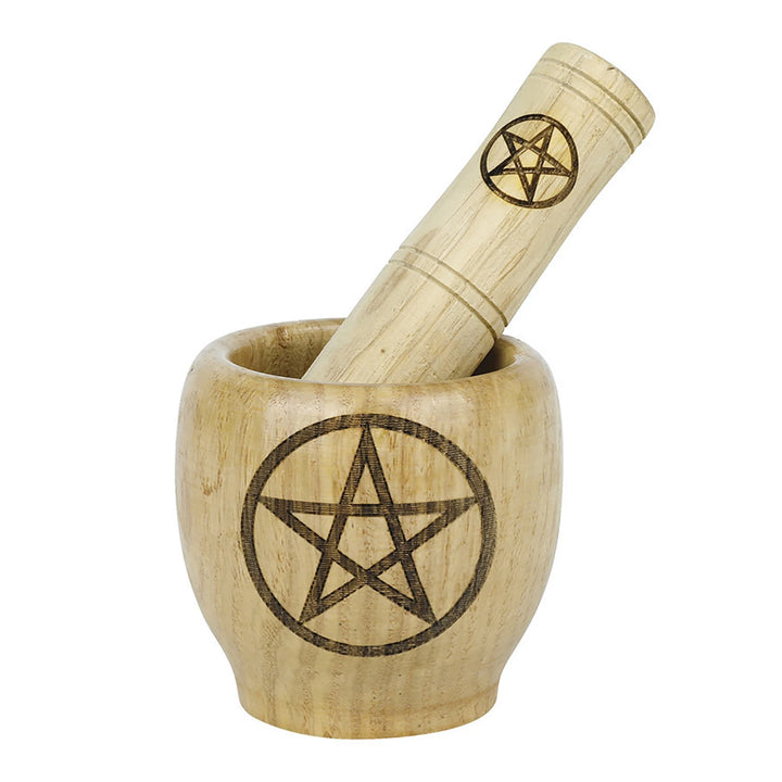 Wood Pentacle Pestle & Mortar Set For Sale | Green Witch Creations