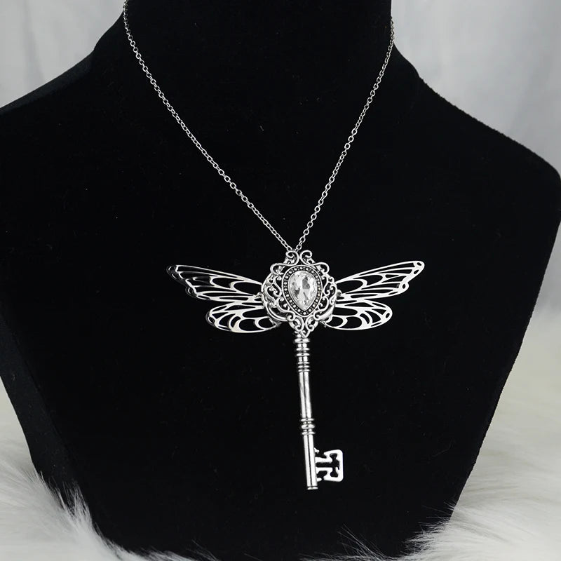 Dragonfly Wings Pagan Key Pendant Necklaces | Green Witch Creations