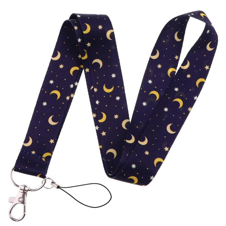 Stars and Moons Blue Witchy Lanyard Key Rings | Green Witch Creations