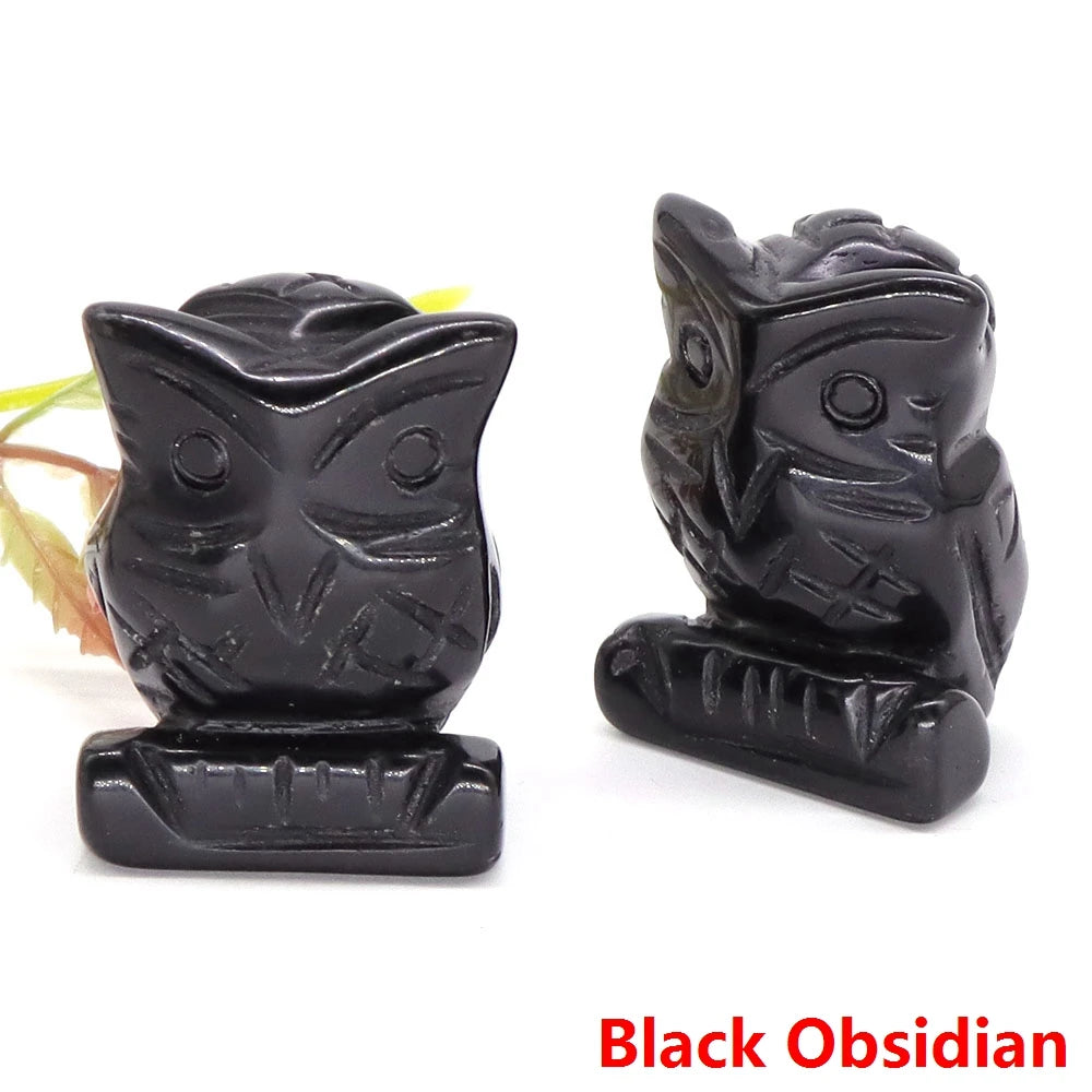 Obsidian Owl Crystal Figurine Statue | Green Witch Creations