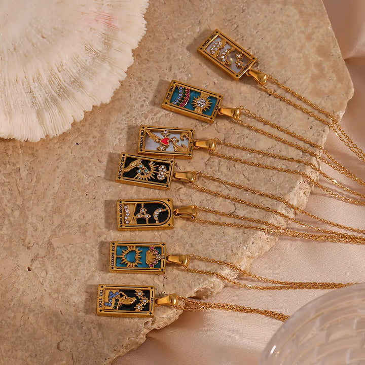 Gold Tarot Card Necklaces For Sale | Green Witch Creations