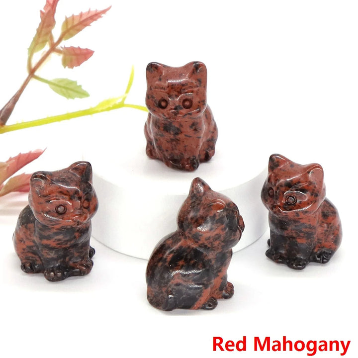 Red Mahogany Crystal Cat Statue | Green Witch Creations