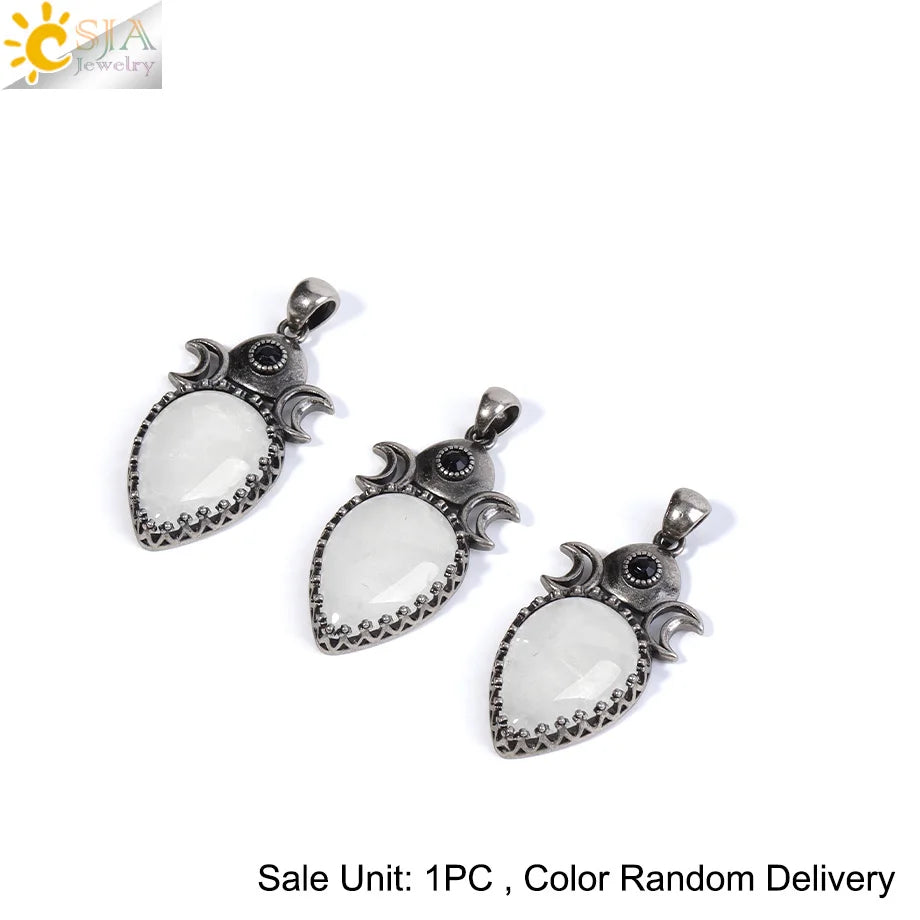 Triple Moon Crystal Teardrop Necklaces