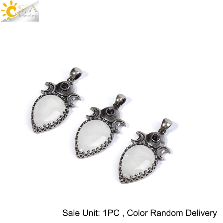 Triple Moon Crystal Teardrop Necklaces