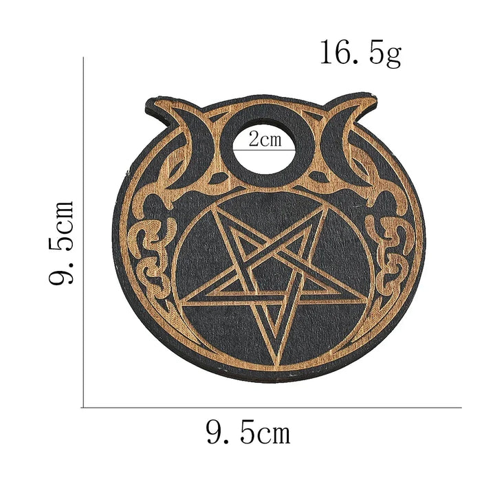 Triple Moon Pentacle Wood Crystal Ball Stand | Green Witch Creations