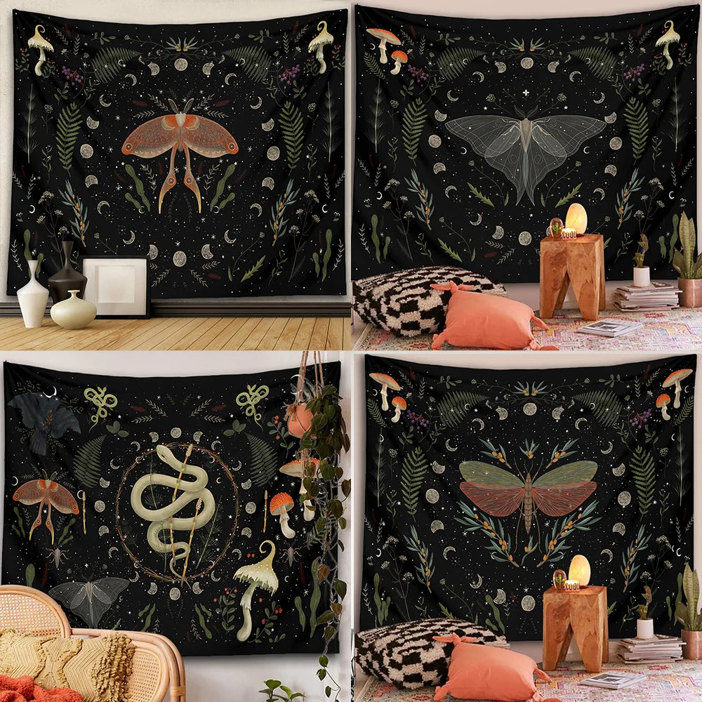 Witchy Botanical Moon Phase Tapestries | Green Witch Creations