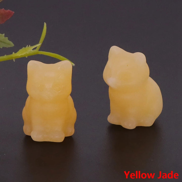 Yellow Jade Crystal Cat Statue | Green Witch Creations