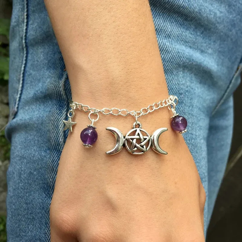 Triple Moon Amethyst Bracelet | Green Witch Creations