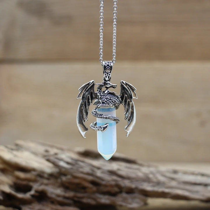 Opalite Dragon Crystal Pendant Necklace | Green Witch Creations