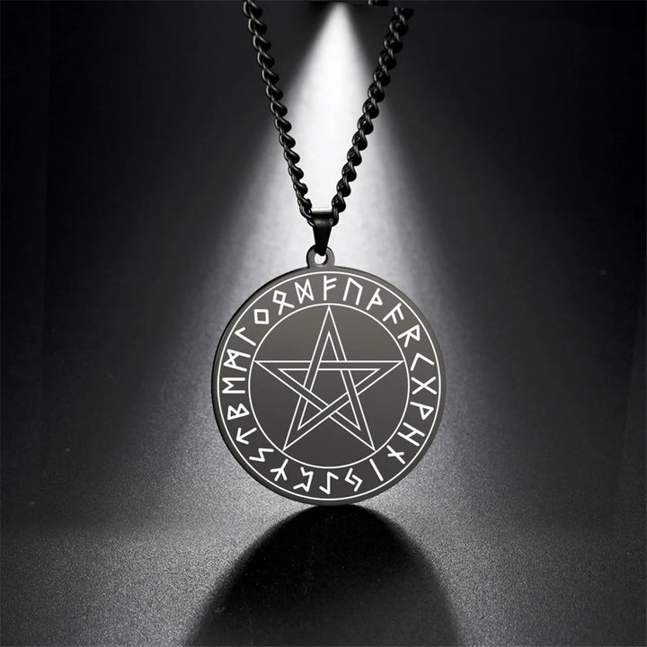 Black Pentacle Rune Nordic Viking Necklaces | Green Witch Creations