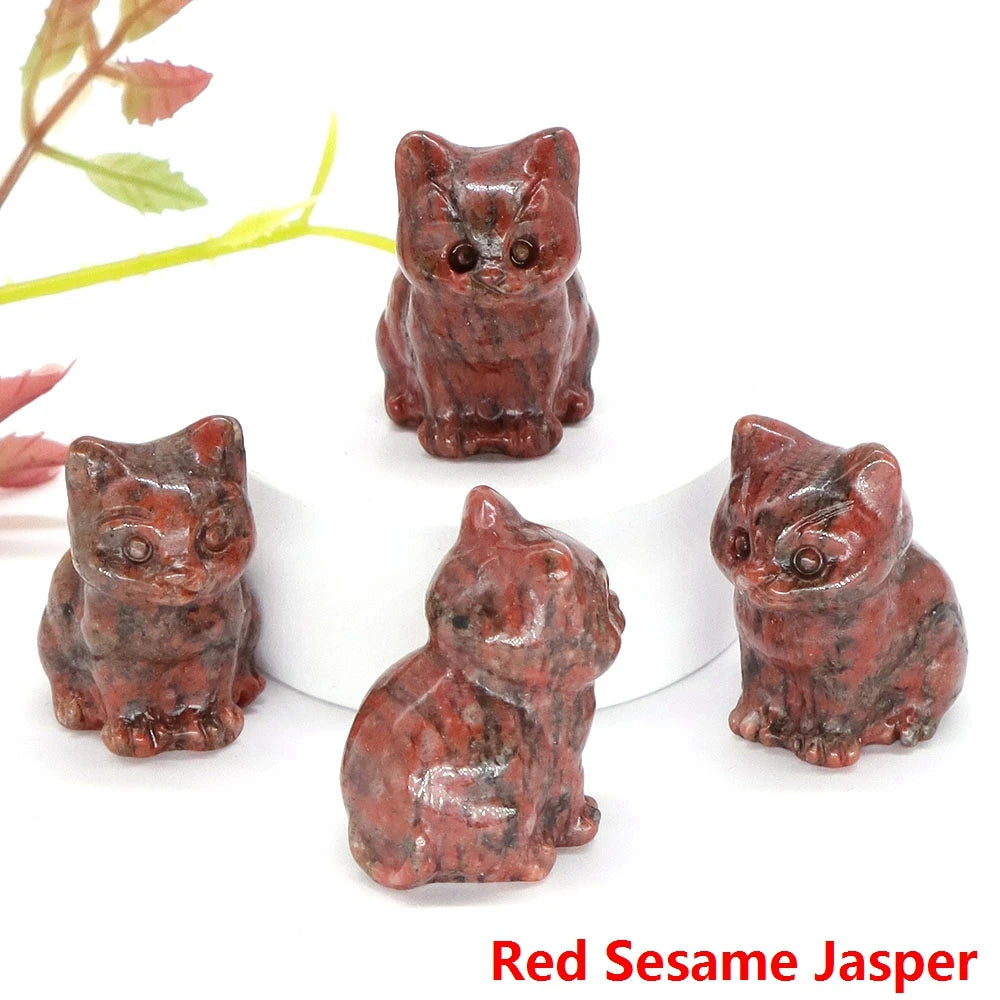 Red Jasper Crystal Cat Statue | Green Witch Creations