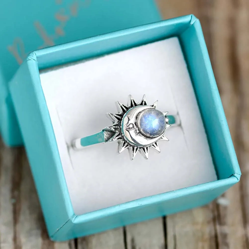 Sun Moon Moonstone Ring | Green Witch Creations