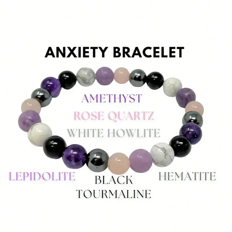 Anti-Anxiety Intention Stone Bead Stretch Bracelets For Sale | Green Witch Creations