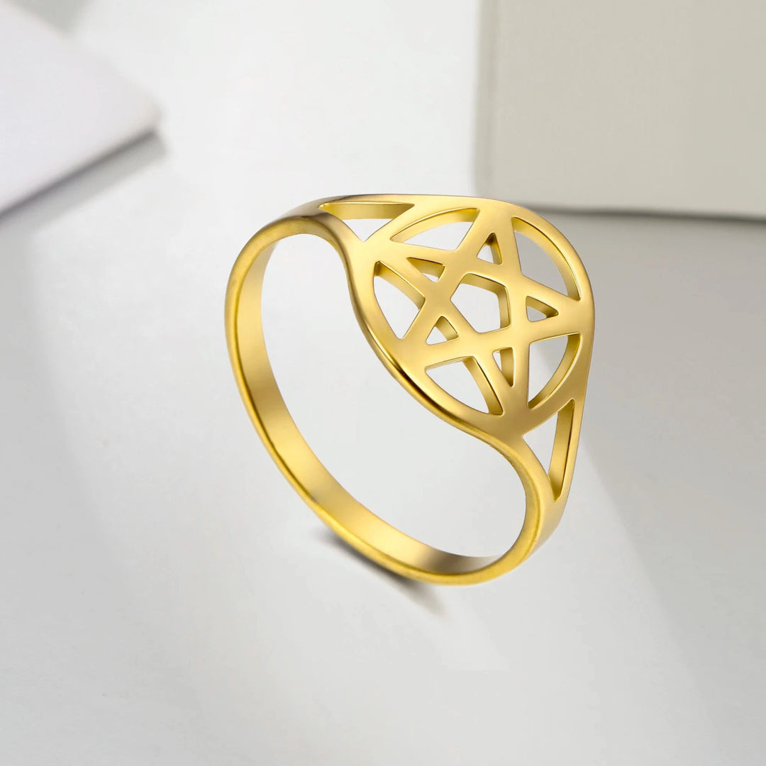 Gold Pentacle Stainless Steel Rings | Green Witch Creations