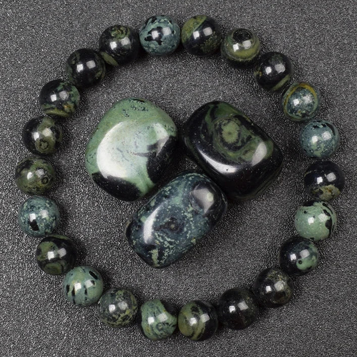 Kambaba Jasper 8mm Crystal Stone Bead Bracelets | Green Witch Creations