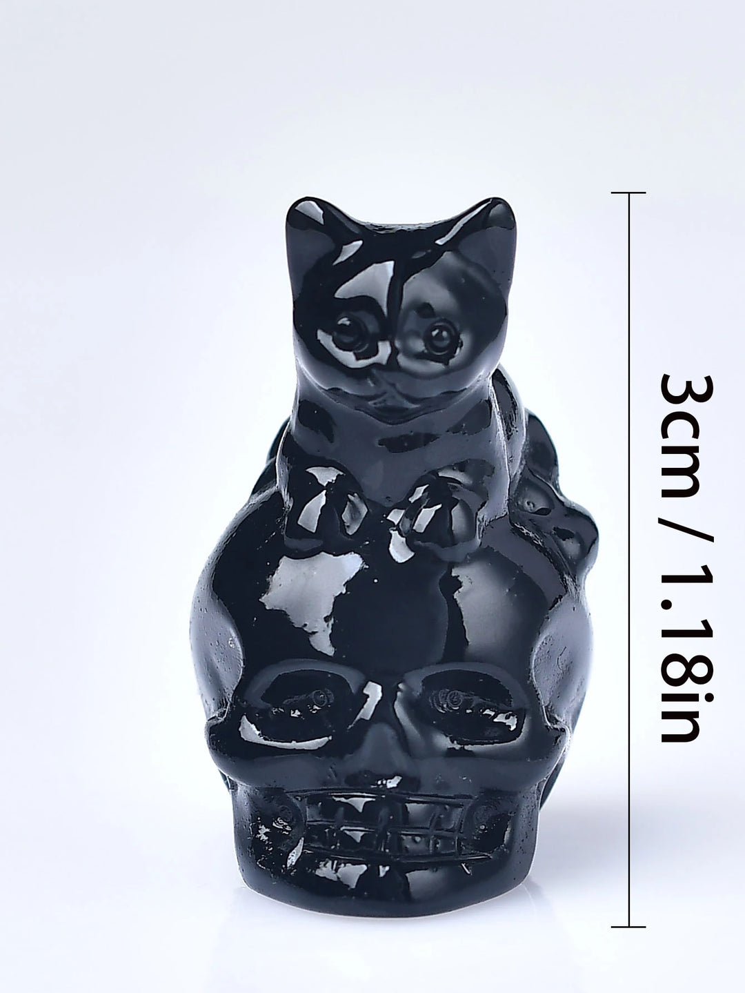 Obsidian Cat Skull Crystal Figurines | Green Witch Creations