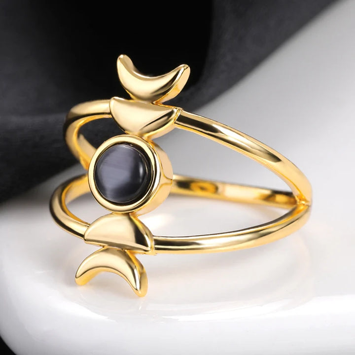 Sheen Obsidian Moon Phase Ring For Sale Online | Green Witch Creations