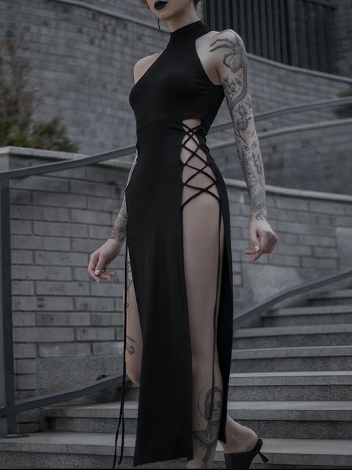 Sexy High Split Black Dress For Sale Online | Green Witch Creations