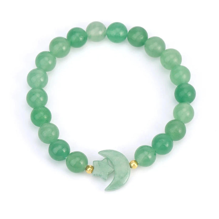 Green Aventurine Crystal Moon Stone Bead Bracelets | Green Witch Creations