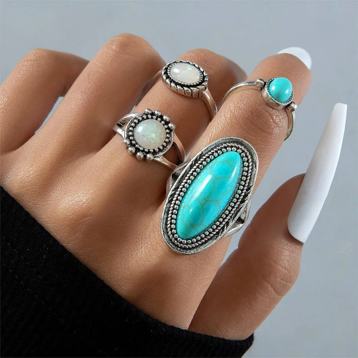 Turquoise Bohemian Gypsy Witchy Trendy Fashion Cute Ring Sets | Green Witch Creations