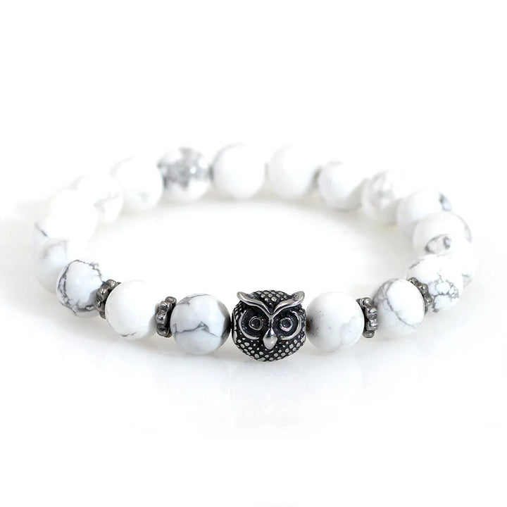 White Howlite Owl Charm Bead Bracelets | Green Witch Creations