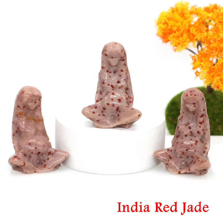 Red Jade Crystal Goddess Mother Earth Figurines | Green Witch Creations