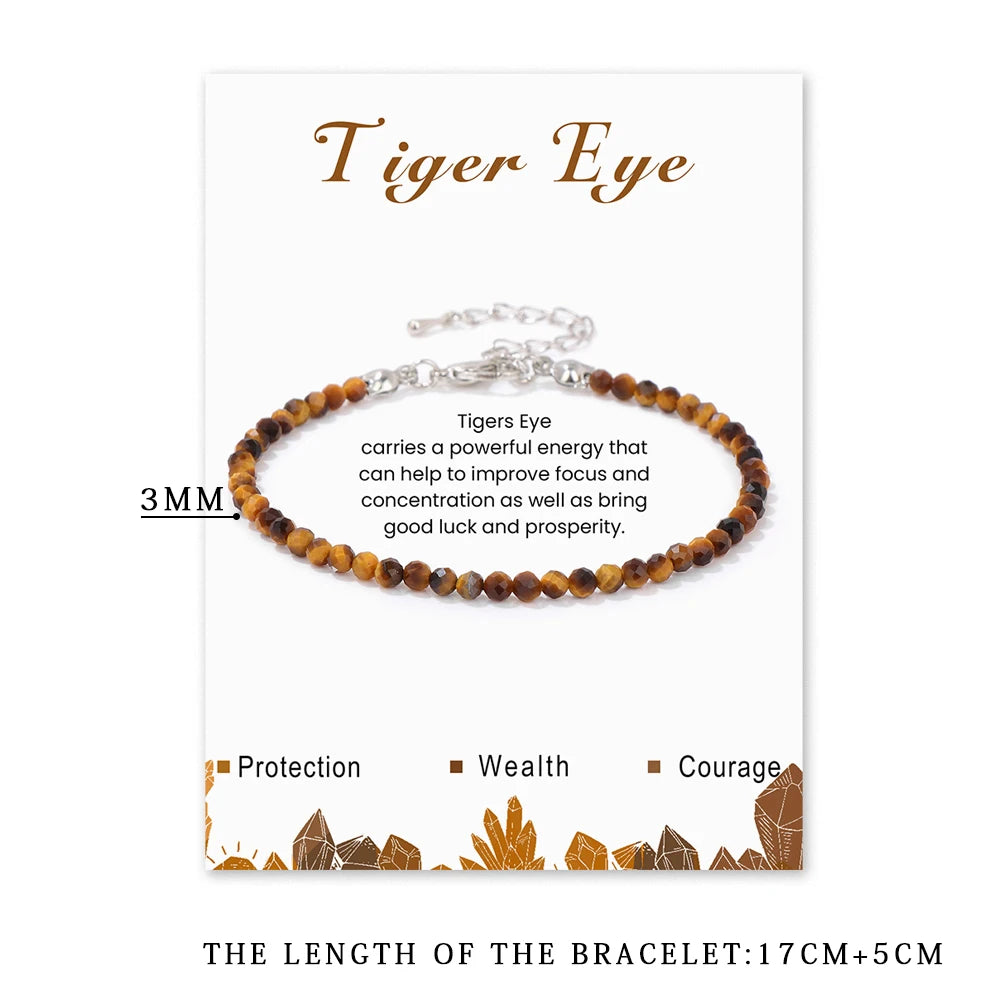 Tigers Eye 3mm Faceted Stone Bead Bracelets For Sale | Green Witch Creations