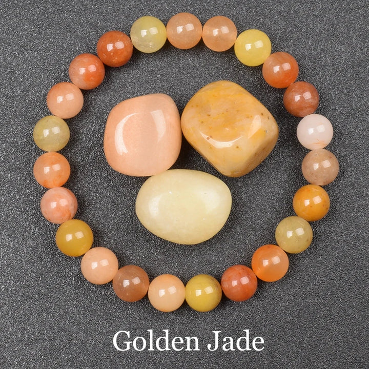 Golden Jade 8mm Crystal Stone Bead Bracelets | Green Witch Creations