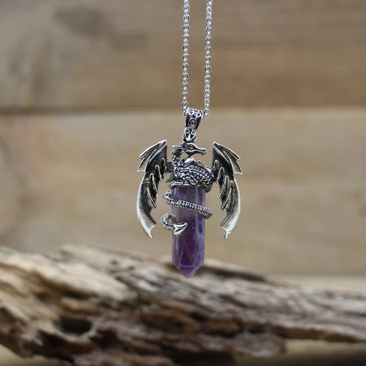 Amethyst Dragon Crystal Pendant Necklace | Green Witch Creations