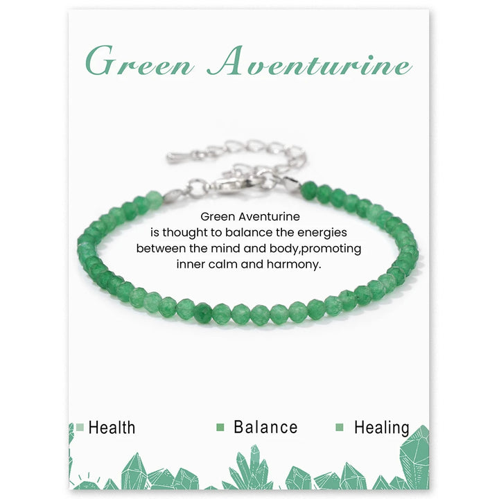 Green Aventurine 3mm Faceted Stone Bead Bracelets For Sale | Green Witch Creations