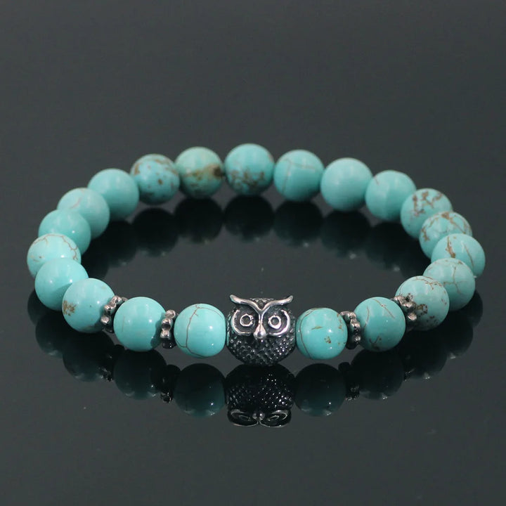 Turquoise Owl Charm Bead Bracelets | Green Witch Creations