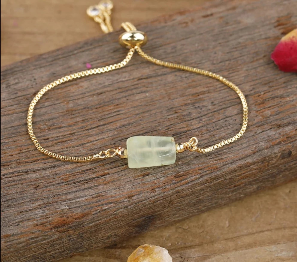 Chunky Stone Gold Chain Adjustable Bracelet For Sale | Green Witch Creations