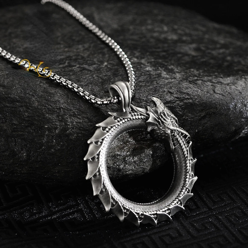 Ouroboros Dragon Pendant Necklace | Green Witch Creations