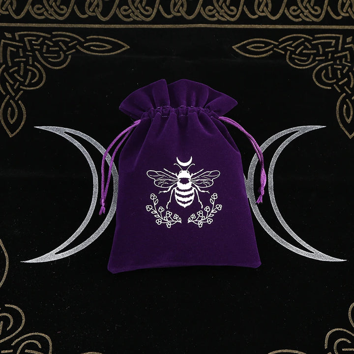 Bee Purple Print Velvet Tarot Card Bags For Sale Online | Green Witch Creations
