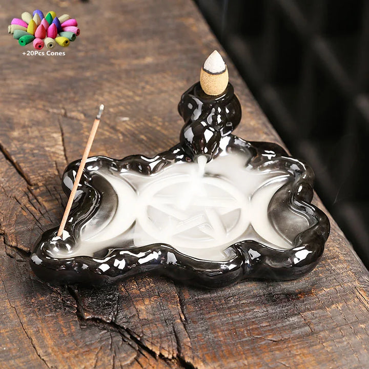 Triple Moon Pentacle Incense Burner | Green Witch Creations