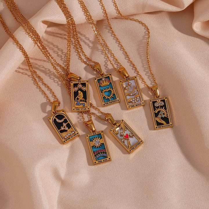 Gold Tarot Card Necklaces For Sale | Green Witch Creations