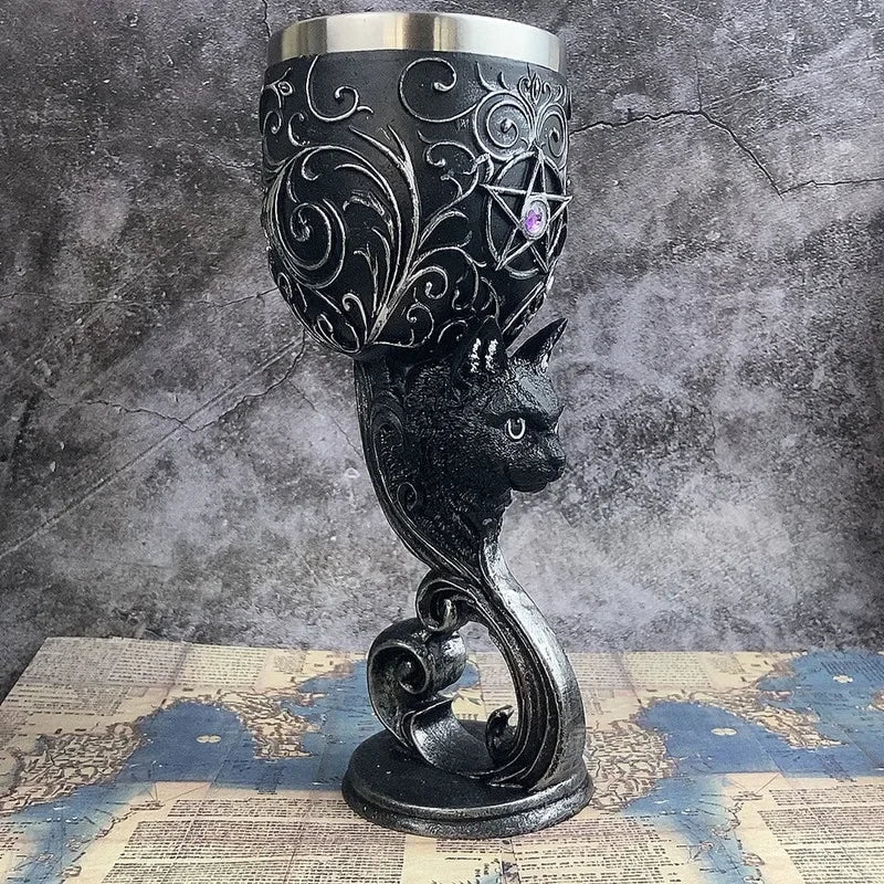 Black Cat Witchy Goblet Design Chalices For Sale | Green Witch Creations