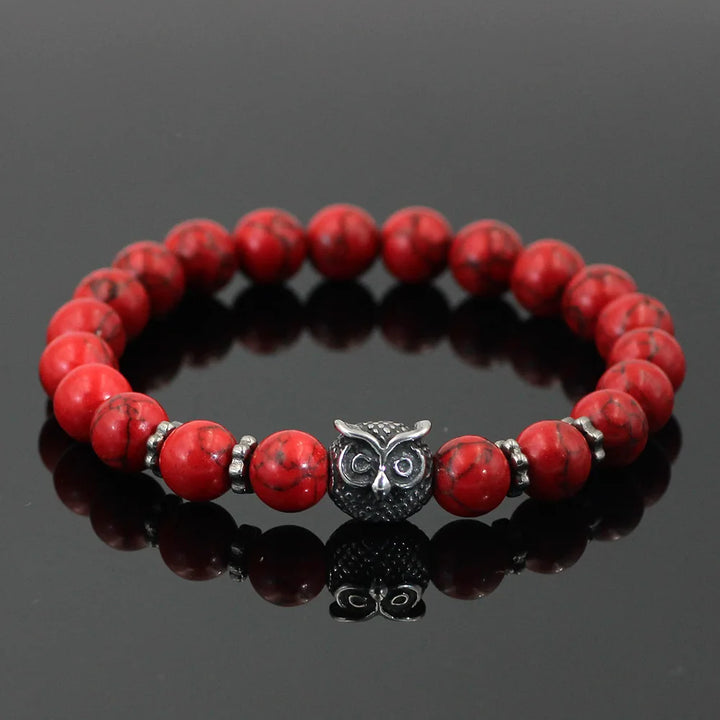 Red Stone Owl Charm Bead Bracelets | Green Witch Creations