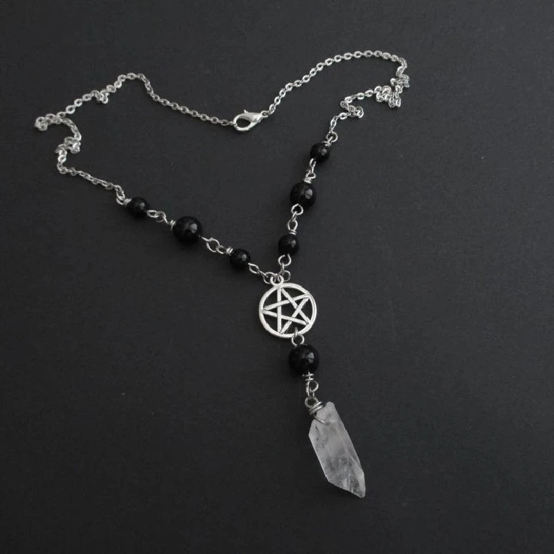 Pentacle Onyx Clear Quartz Rosary | Green Witch Creations