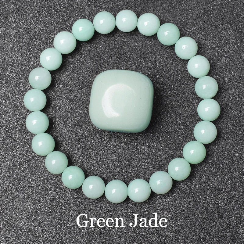 Green Jade 8mm Crystal Stone Bead Bracelets | Green Witch Creations