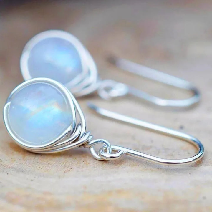 Moonstone Wire Wrap Earrings | Green Witch Creations