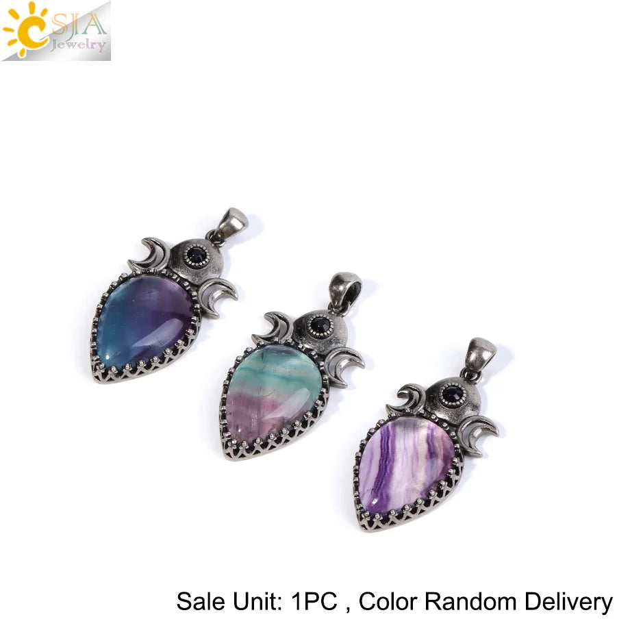Triple Moon Crystal Teardrop Necklaces